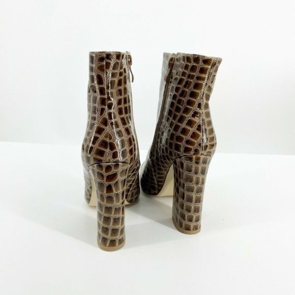 Nasty Gal NWOT Faux Croc Block Heel Ankle Boots, 5 - Picture 2 of 8